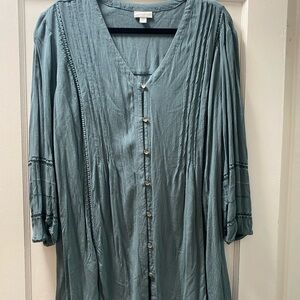 J. Jill Teal Button-Up Blouse xl tall